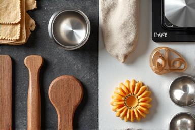 Image symbolisant l'équilibre entre des outils de boulangerie traditionnels et des éléments modernes