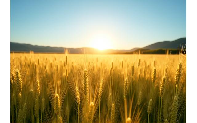 Champ de blé Bio sous le soleil, cultivé localement