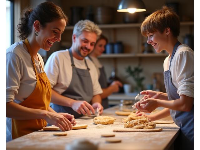 Groupe d'élèves souriants participant à un atelier de boulangerie