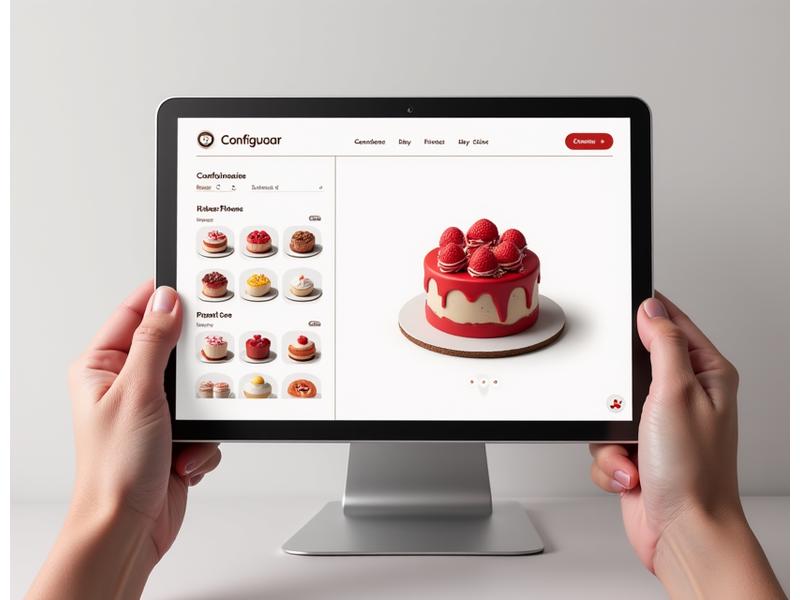 Interface de configurateur de gâteau personnalisable avec options de saveurs et décorations