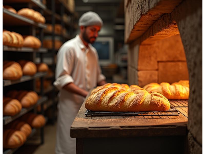 Boulanger en train de préparer du pain dans un four professionnel