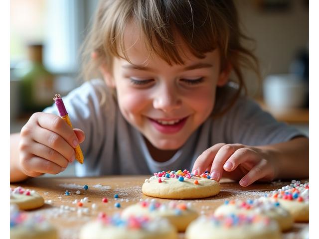 Enfant souriant préparant des cookies à la maison