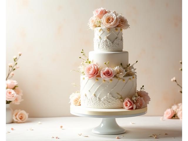 Gâteau de mariage élégant décoré de fleurs fraîches