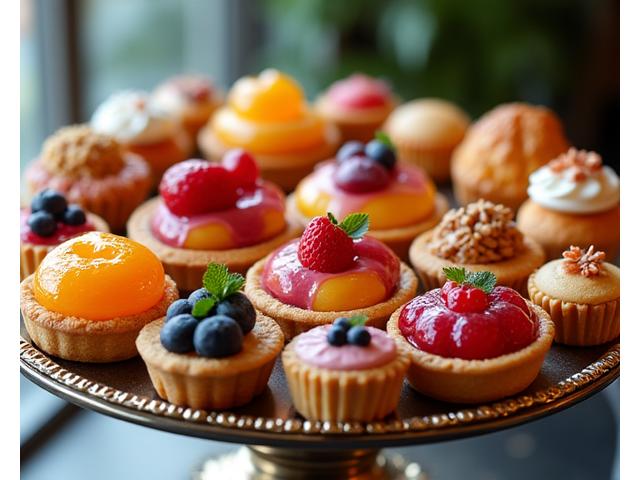 Mini-éclairs colorés et macarons raffinés