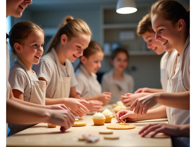 Participant à un atelier de pâtisserie décorant un cupcake