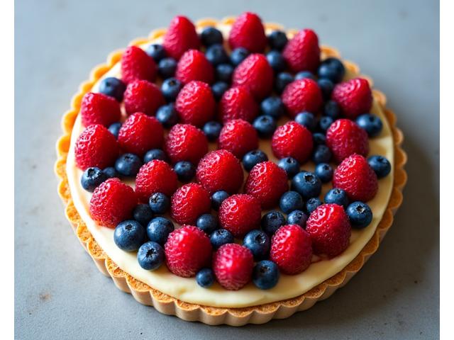Tartelette aux fruits rouge végane avec crème soyeuse et fruits frais