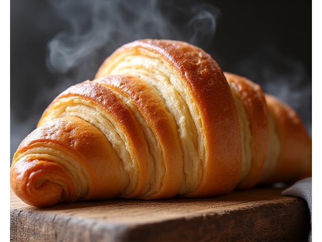 Croissant doré Éclat Pâtisserie, moelleux et croustillant.