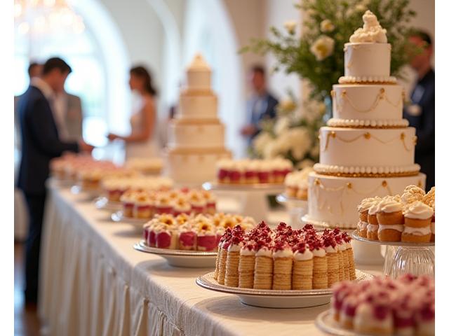 Buffet de dessert d'un mariage élégant à Lyon