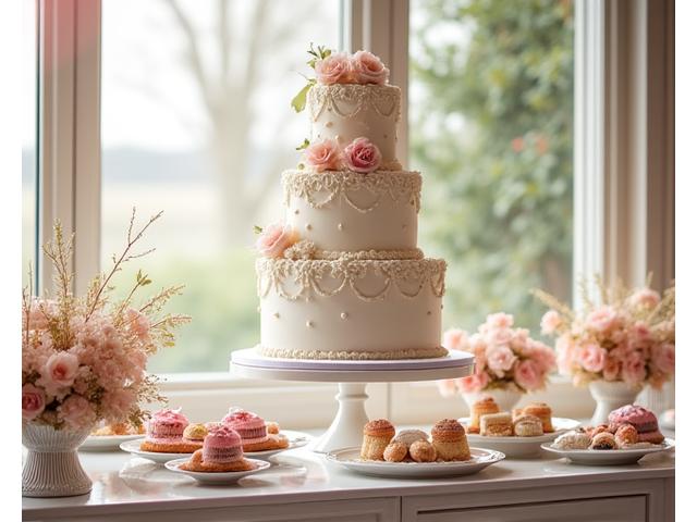 Wedding cake élégant et buffet pour un mariage à Lyon