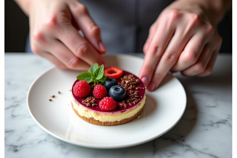 Chef pâtissier présentant un menu traiteur personnalisé