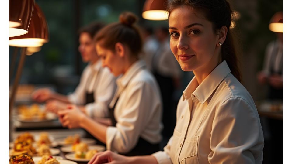 Équipe de service traiteur Éclat Pâtisserie en action